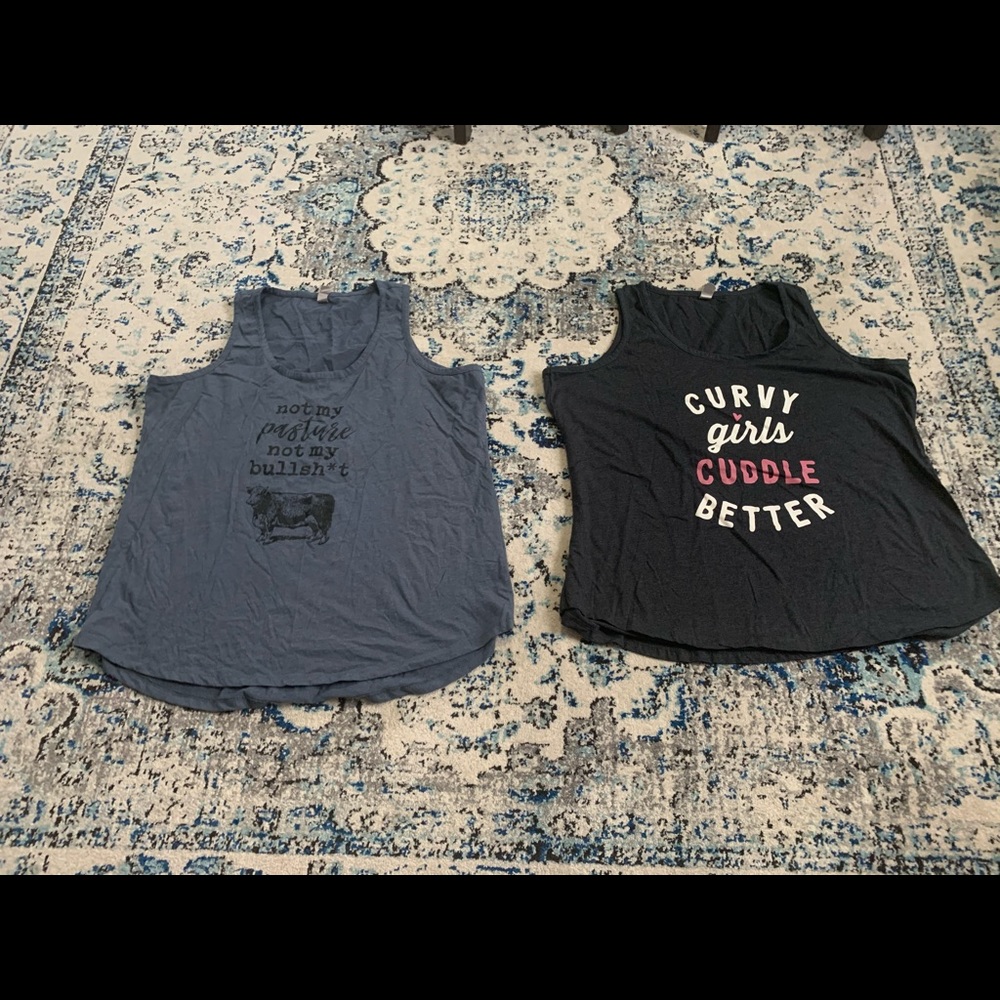 3X slogan tank tops - price is for both
